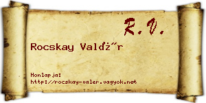 Rocskay Valér névjegykártya